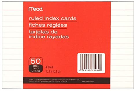 Tarjetas de indice rayadas blancas (50x)